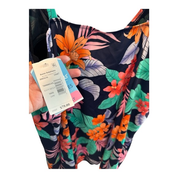 Swim Solutions Plus Size Printed Double-Strap Princess Tankini Top - Picture 7 of 7